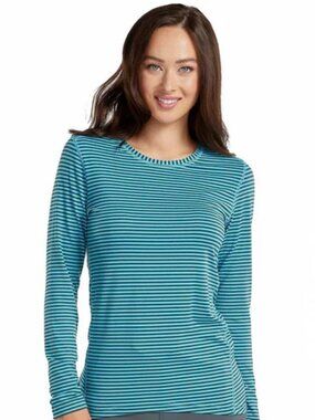 NEW Med Couture Performance Long Sleeve Knit Striped Base Layer Scrub Top Shirt